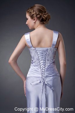 Straps Lilac Column Straps Long Mother of Groom Dress with Appliques