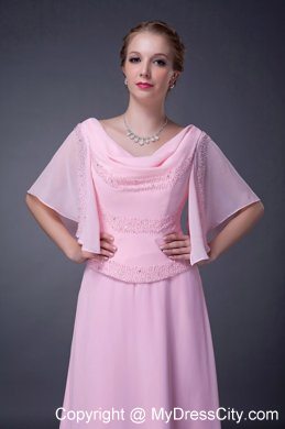 V-neck Pink Empire Mother Of The Bride Dress Long Chiffon Beading