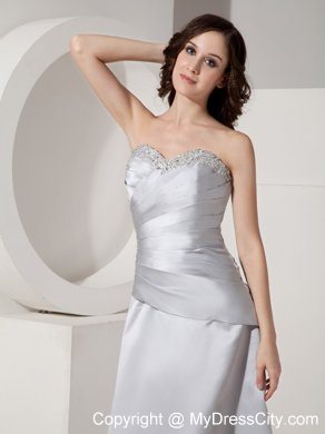 Gray Beaded Sweetheart Ankle-length Mothers Dress with Corset Back