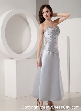 Gray Beaded Sweetheart Ankle-length Mothers Dress with Corset Back