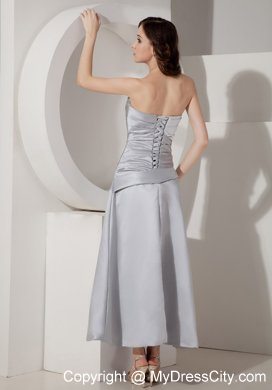 Gray Beaded Sweetheart Ankle-length Mothers Dress with Corset Back