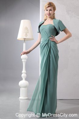 Cadet Blue Sweetheart Floor-length Pleated Mothers Dress