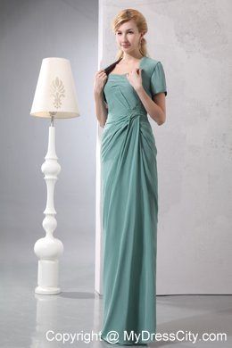 Cadet Blue Sweetheart Floor-length Pleated Mothers Dress