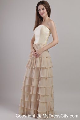 Light Yellow Empire Strapless Layered Mother Of The Bride Dress