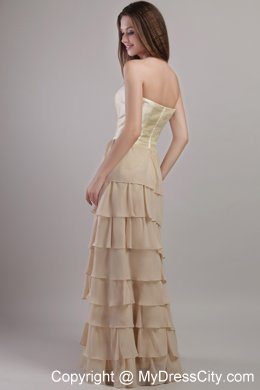 Light Yellow Empire Strapless Layered Mother Of The Bride Dress