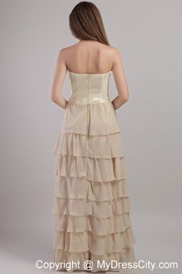 Light Yellow Empire Strapless Layered Mother Of The Bride Dress