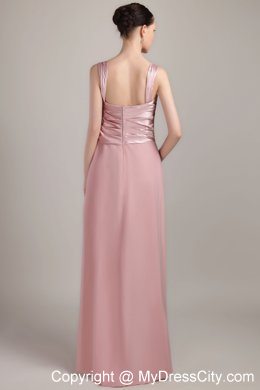 Sheath Wide Straps Floor-length Ruching and Beaded Dress for Mothers