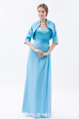 Blue Sweetheart Straps Floor-length Beading Mothers Dress