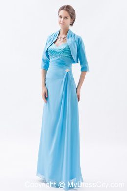 Blue Sweetheart Straps Floor-length Beading Mothers Dress