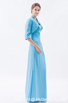 Blue Sweetheart Straps Floor-length Beading Mothers Dress