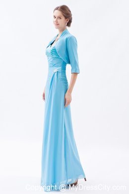 Blue Sweetheart Straps Floor-length Beading Mothers Dress