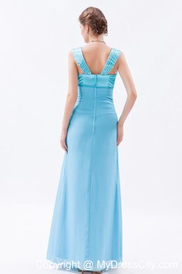 Blue Sweetheart Straps Floor-length Beading Mothers Dress