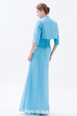 Blue Sweetheart Straps Floor-length Beading Mothers Dress