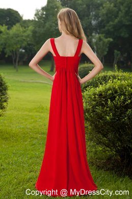 Red Empire Straps Sweetheart Ruched Mother of the Bride Dress