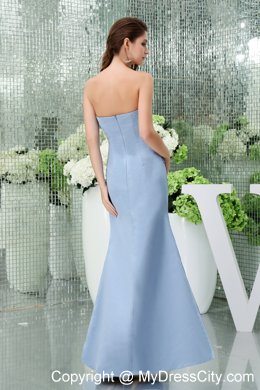 Blue Strapless Beading Column Ankle-length Mothers Dress