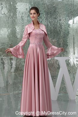 Empire Long Strapless Beading Mother Of The Bride Dress in Pink