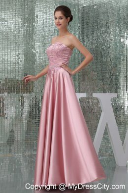 Empire Long Strapless Beading Mother Of The Bride Dress in Pink