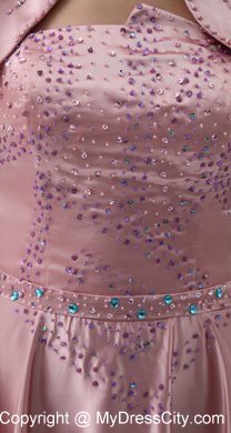 Empire Long Strapless Beading Mother Of The Bride Dress in Pink