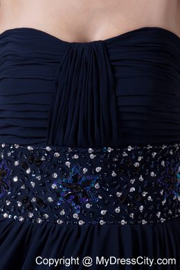 Beading Pleated Strapless Navy Blue Long Dresses for Mothers