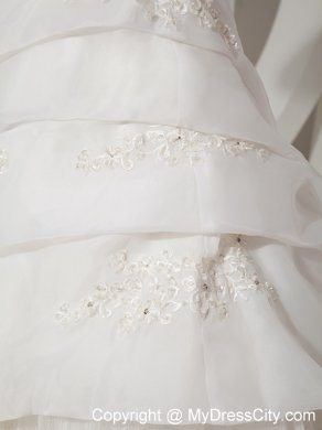 Tiers Sweetheart Court Train Beaded Appliques Wedding Gowns