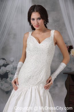 Straps Princess Beading Court Train Bridal Gowns For Woman