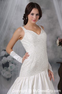 Straps Princess Beading Court Train Bridal Gowns For Woman