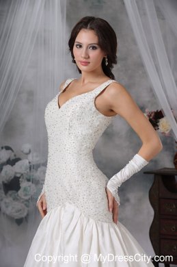 Straps Princess Beading Court Train Bridal Gowns For Woman