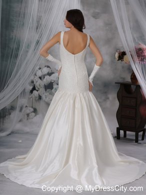 Straps Princess Beading Court Train Bridal Gowns For Woman