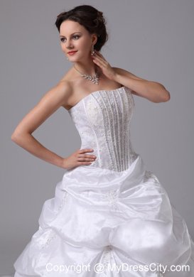 Pick-ups and Diamond Appliques Bridal Gown With Chapel Train