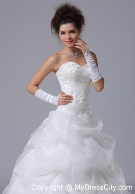 Lace Beaded Sweetheart A-Line Wedding Dress with Pick-ups