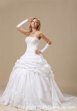 Ball Gown Ruches and Pick-ups Bridal Dress with Appliques and Rhinestones