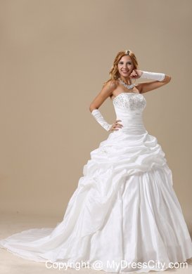 Ball Gown Ruches and Pick-ups Bridal Dress with Appliques and Rhinestones