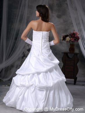 Strapless Floor-length A-line Taffeta Beading Wedding Dress with Pick-ups