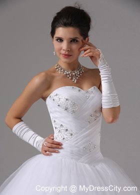 Strapless Sweetheart Ruching Ball Gown Wedding Dress with Beaded Bodice