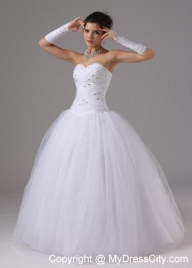 Strapless Sweetheart Ruching Ball Gown Wedding Dress with Beaded Bodice