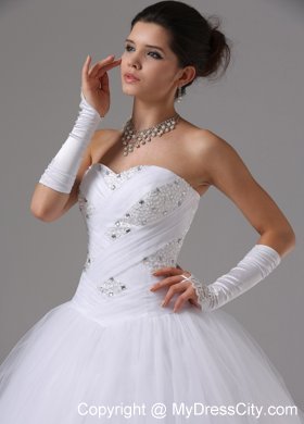 Strapless Sweetheart Ruching Ball Gown Wedding Dress with Beaded Bodice