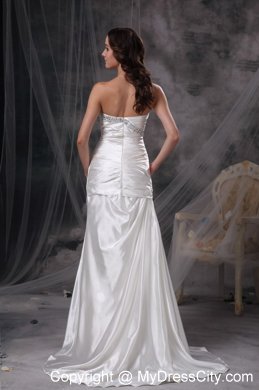 Mermaid Sweetheart Brush Train Taffeta Beading and Ruche Wedding Dresses