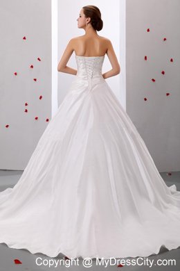 Princess Taffeta Appliques and Ruche Decorate Bridal Dress For Church Wedding