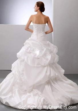 Ruched and Appliqued Bodice Bridal Dress with Pick-ups