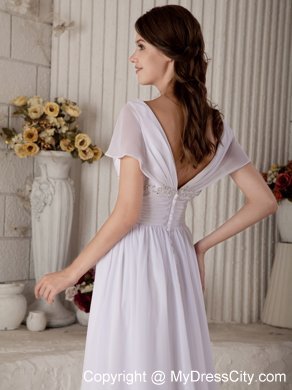 Empire Off-the-shoulder Sash Wedding Dress with Short Sleeves