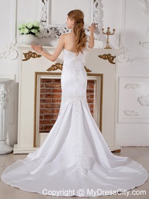 Mermaid One Shoulder Beaded Appliques Court Train Bridal Dresses