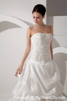 Beading Lace and Appliques Court Train Wedding Gown with Pick-ups