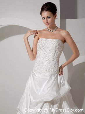 Beading Lace and Appliques Court Train Wedding Gown with Pick-ups