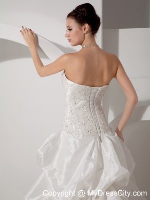 Beading Lace and Appliques Court Train Wedding Gown with Pick-ups