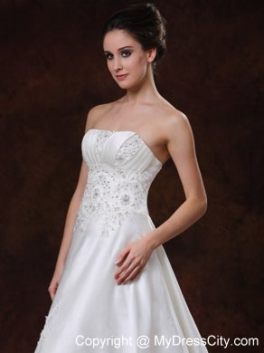 Strapless Beading and Appliques Wedding Dress with Chapel Train