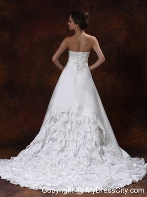 Strapless Beading and Appliques Wedding Dress with Chapel Train