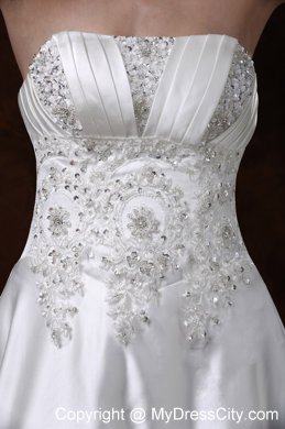 Strapless Beading and Appliques Wedding Dress with Chapel Train