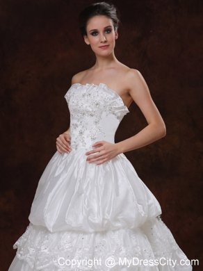 Strapless Chapel Train Beading and Pick-ups Decorate Wedding Dresses