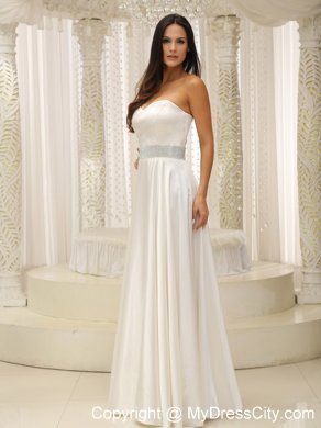 Floor-length Sweetheart Ruching Satin Wedding Dress with Beaded Waist