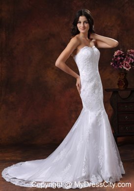 Mermaid Strapless Court Train Lace Luxurious 2013 Wedding Dress